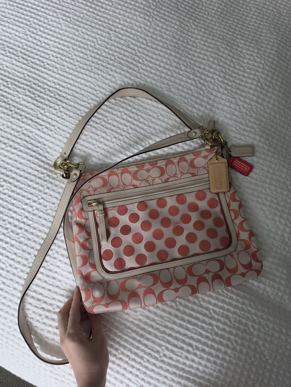 Coach Pink Polka Dot Signature Canvas Shoulder Bag - Picture 4 of 16